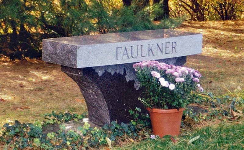 Faulkner Brown Bench Memorial with Florals