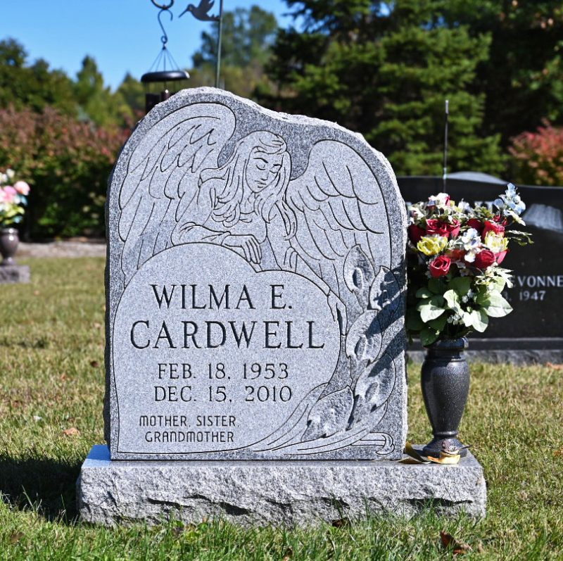 Cardwell Memorial Angel and Calla Lily Carving Design