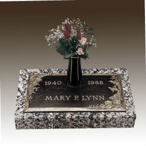 Lynn One Person Flat Bronze Memorial with Vase and Flowers