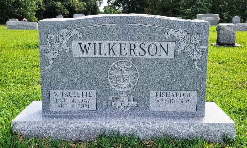 Wilkerson Headstone with Pansy Carving Design