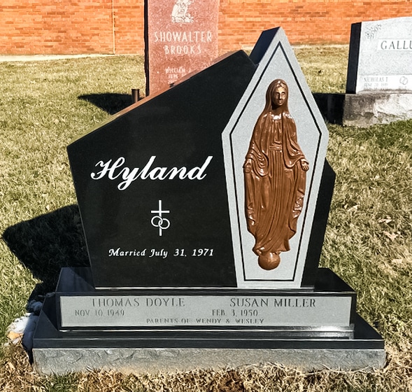 Black Granite with The Virgin Mary Bronze Attachment