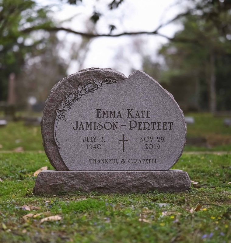 Perteet Red Granite Headstone with Unique Font