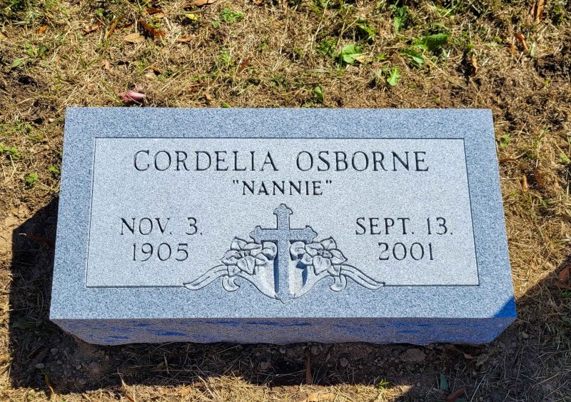 Osborne Headstone with cross and flower carvings