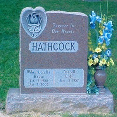 Hathcock Memorial with Sculpted Rose in Heart and Red Granite Vase